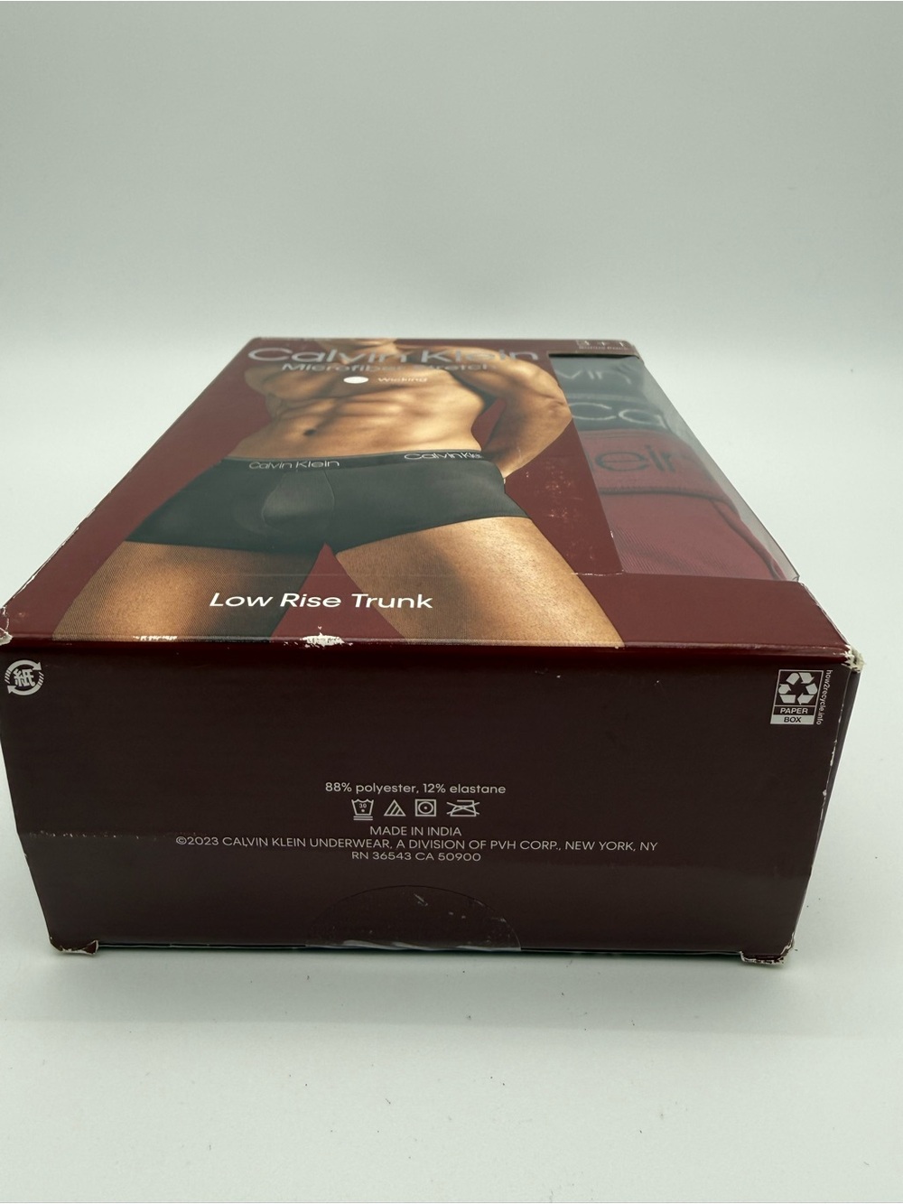 Calvin Klein Microfiber Stretch Low Rise Trunk - Black & Maroon (3 pack) - Picture 5 of 6